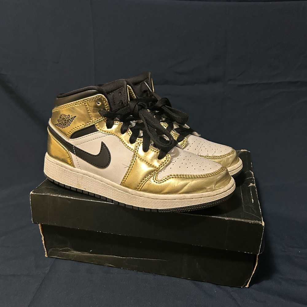 Nike Gold and White High-Top Sneakers